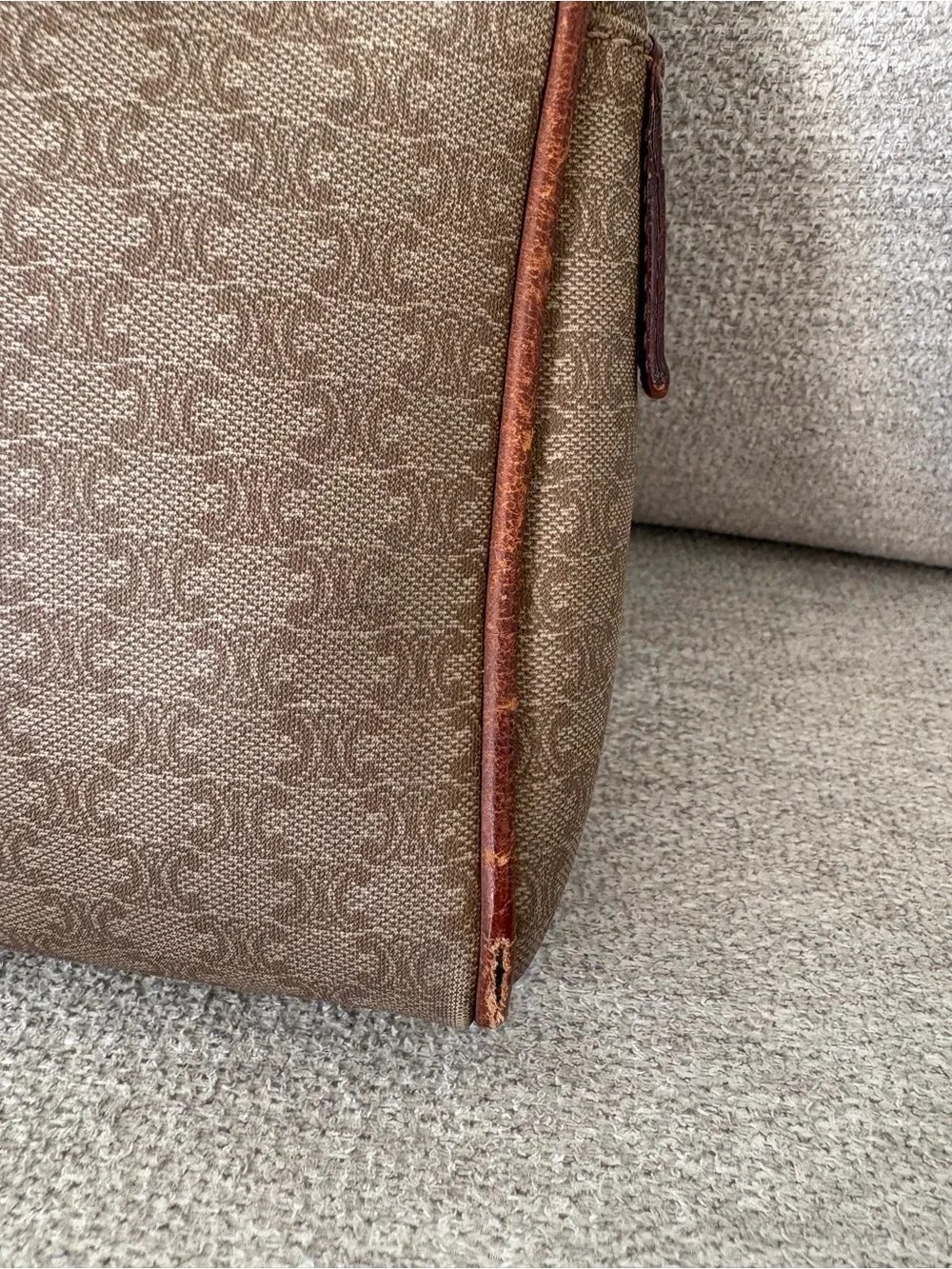 Celine Brown Monogram Canvas Toiletry Pouch with Leather Trim - Picture 6 of 6